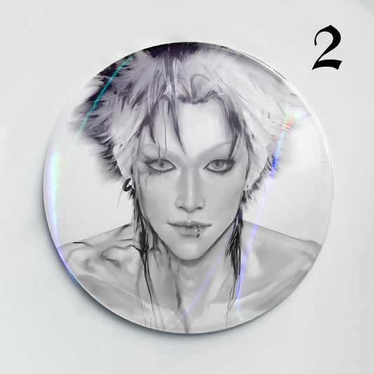 HAYA Indie Art Badge HAYA独立イラスト缶バッジ(直径58mm、斜めホログラム加工)