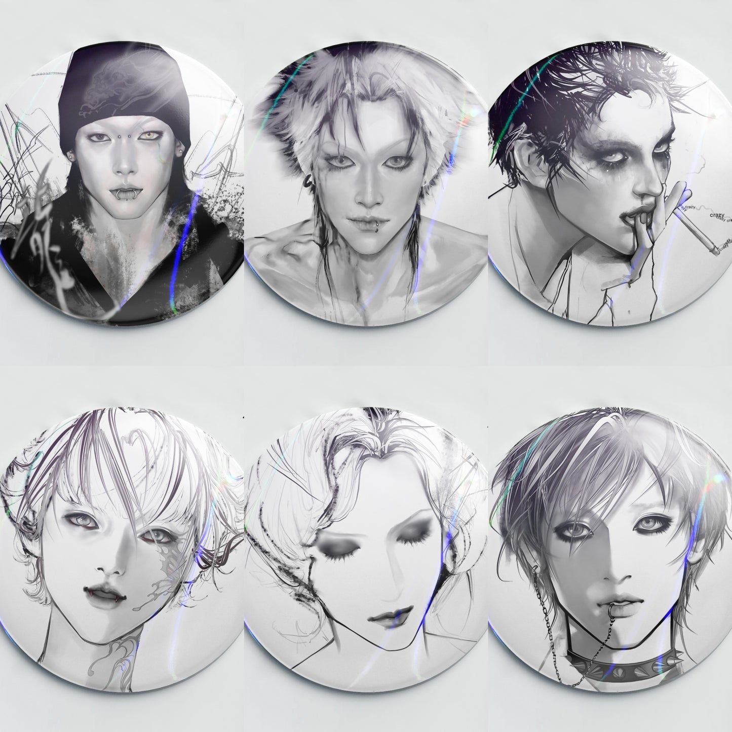 HAYA Indie Art Badge HAYA独立イラスト缶バッジ（直径58mm、斜めホログラム加工）