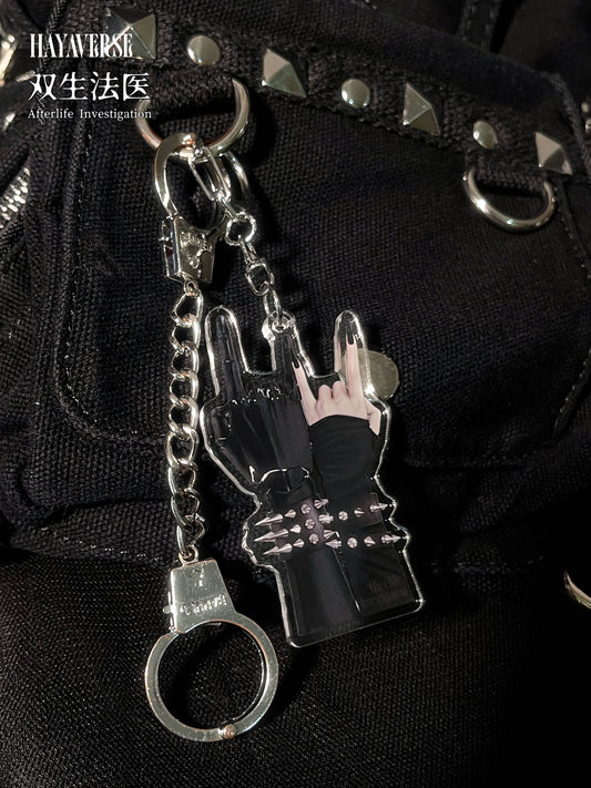 Rock Hand Keychain 双生法医 ロックジェスチャーアクリルキーホルダー（主人公二人の手）