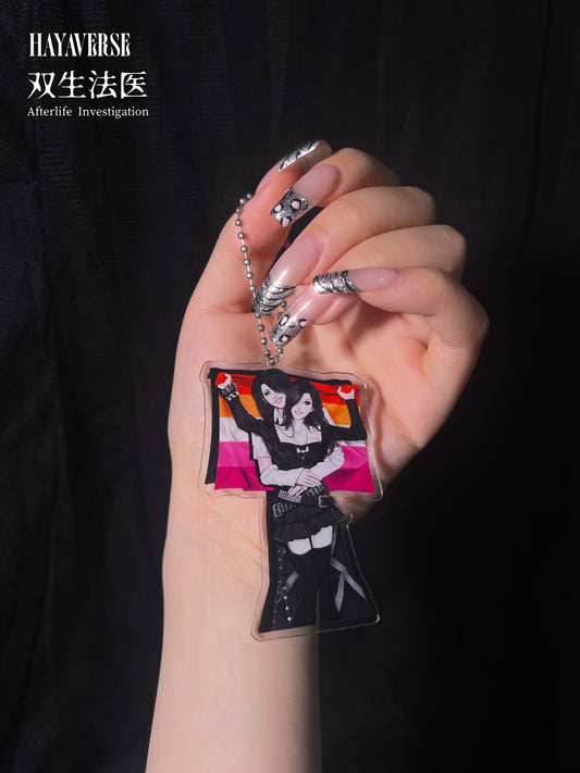 Afterlife Investigation | Acrylic Charm – Main Duo × Lesbian Pride Flag 双生法医 アクリルキーホルダー ― ダブルヒロイン＋レズビアンフラッグ